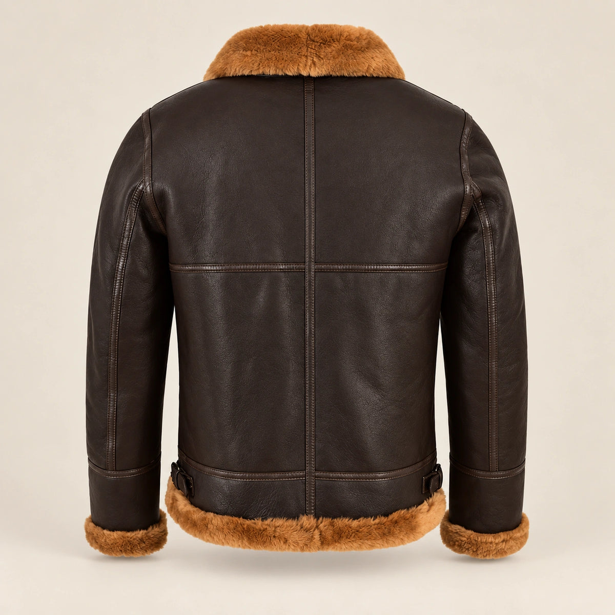 Back product view of the Bromley Men's Dark Brown & Ginger B3 Shearling Jacket