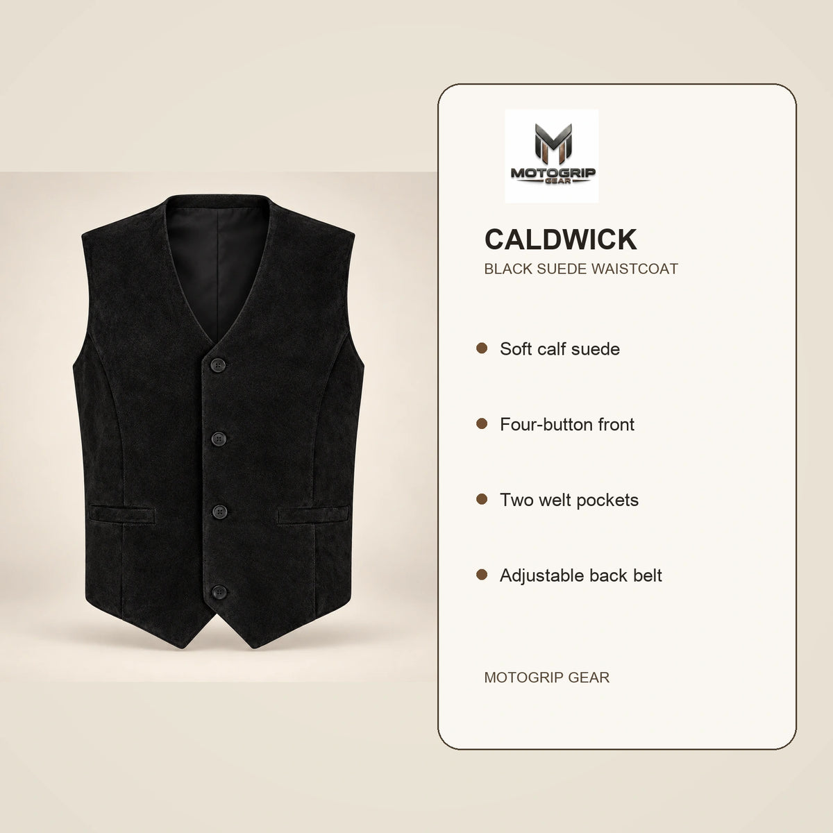 Caldwick Men's Suede Leather Waistcoat
