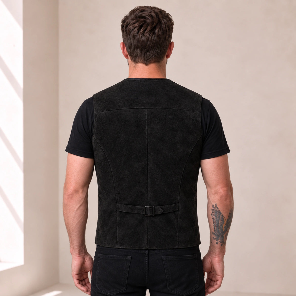 Caldwick Men's Suede Leather Waistcoat