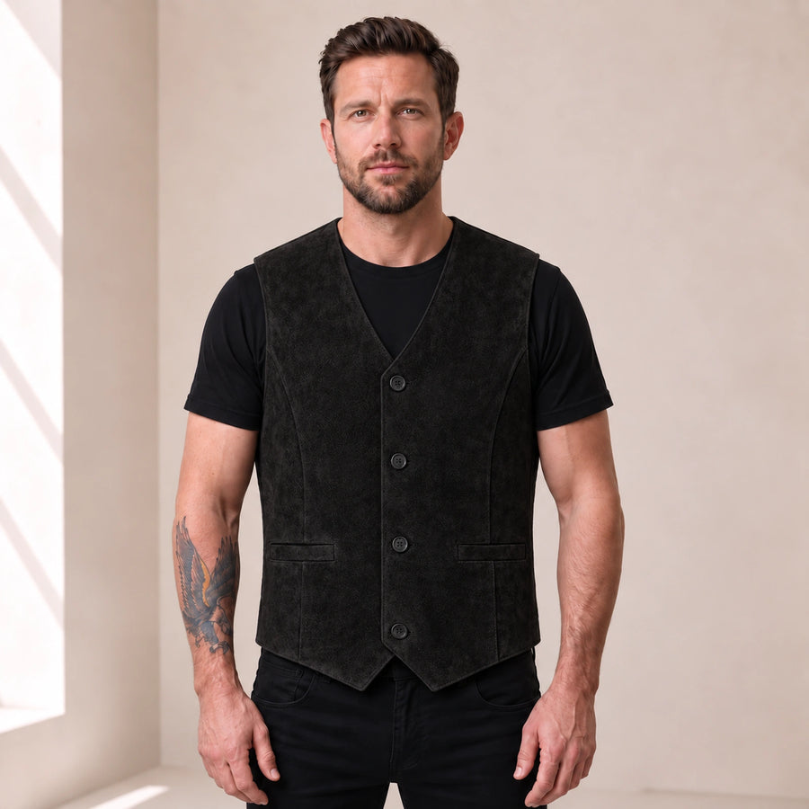 Caldwick Men's Suede Leather Waistcoat