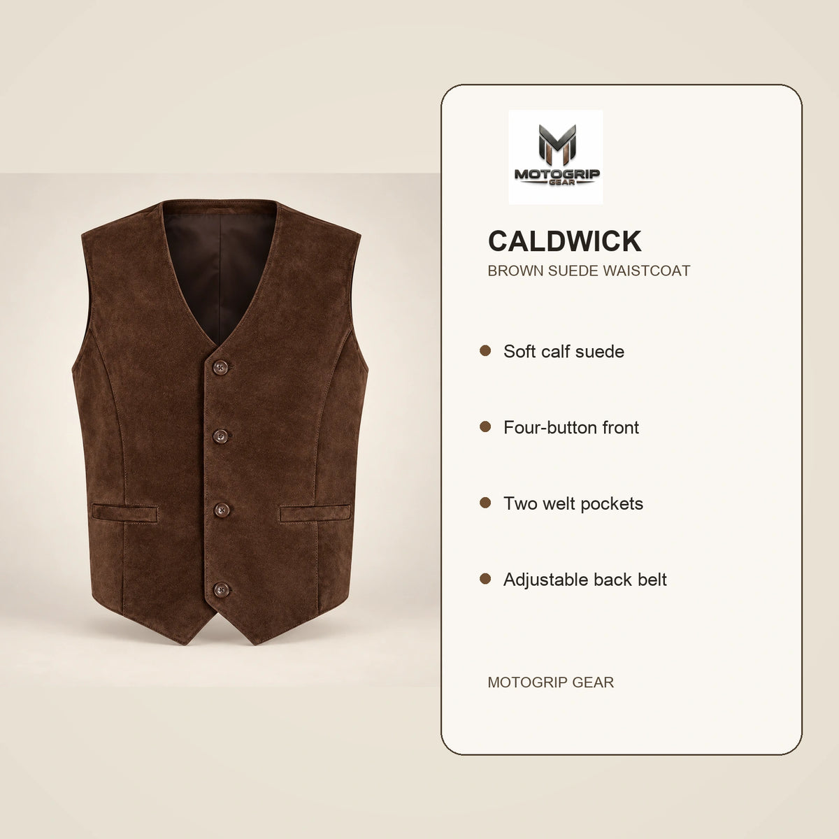 Caldwick Men's Suede Leather Waistcoat