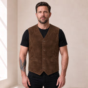 Caldwick Men's Suede Leather Waistcoat