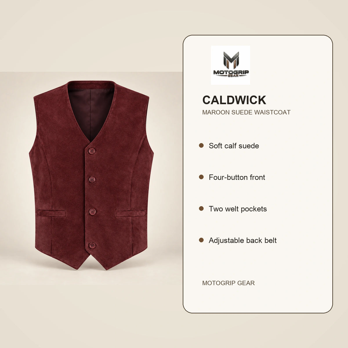 Caldwick Men's Suede Leather Waistcoat