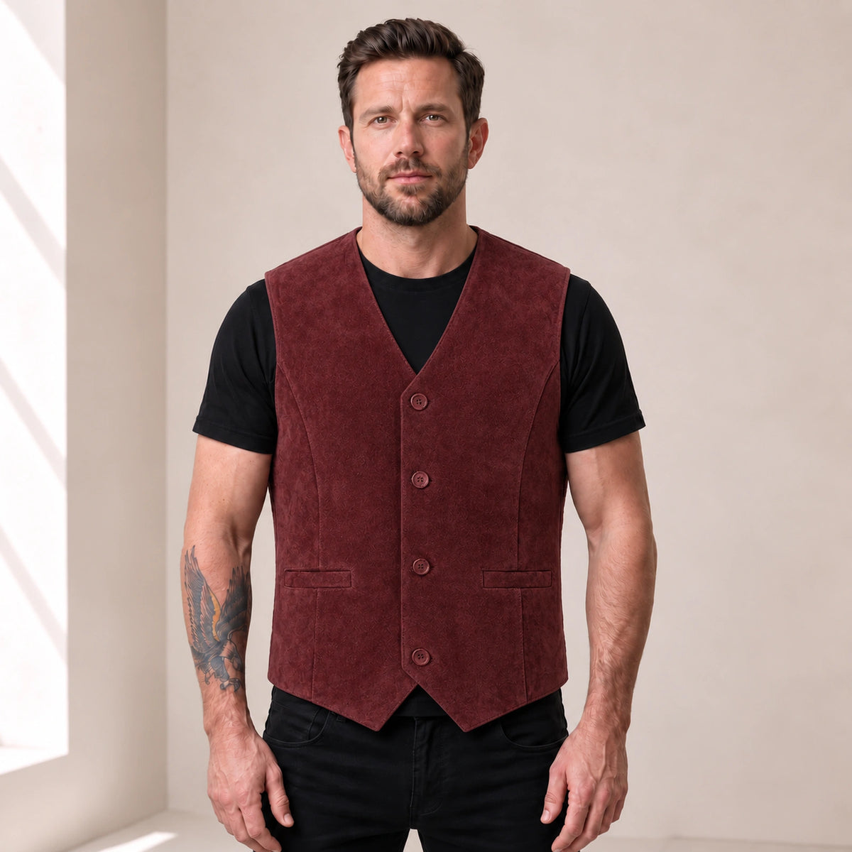 Caldwick Men's Suede Leather Waistcoat