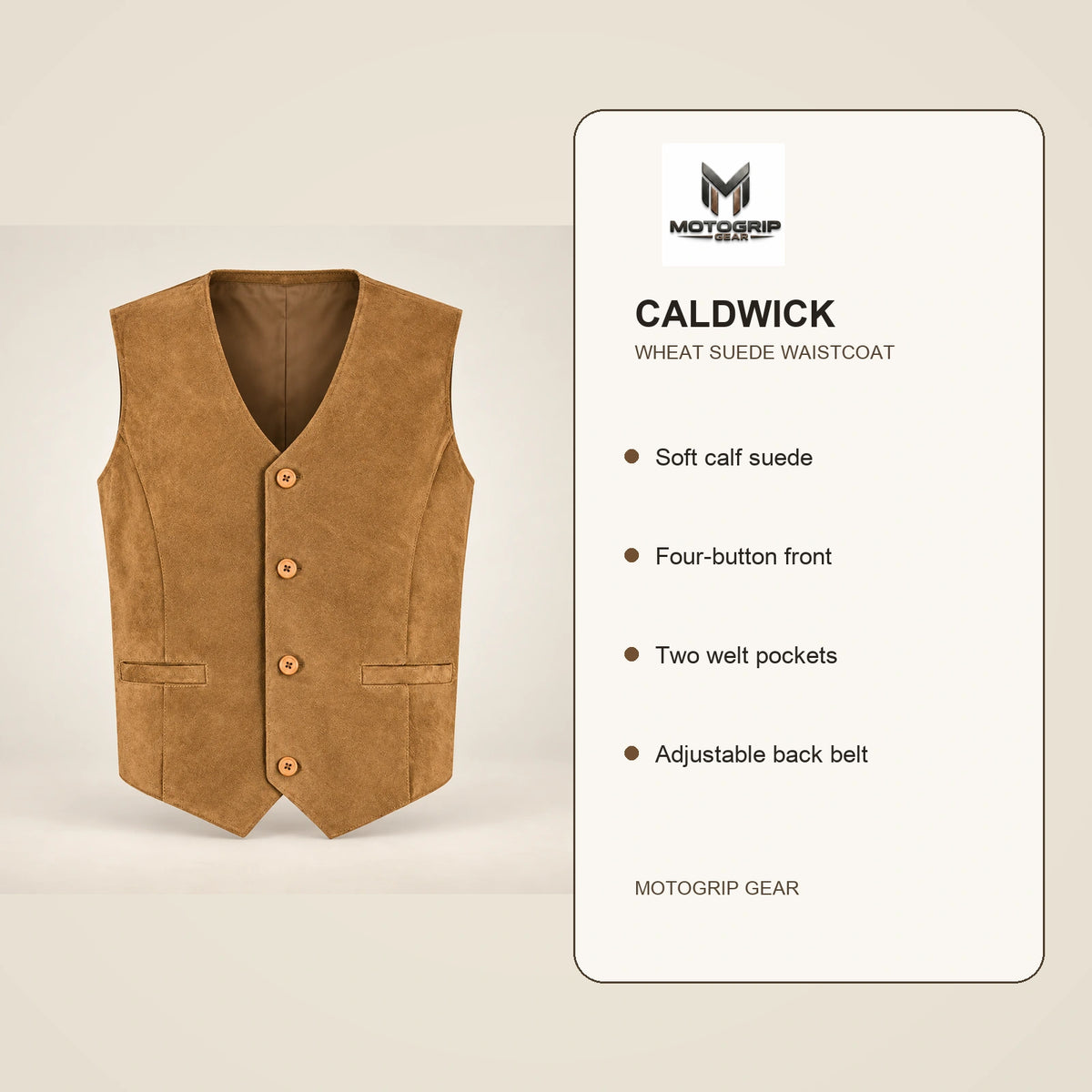 Caldwick Men's Suede Leather Waistcoat