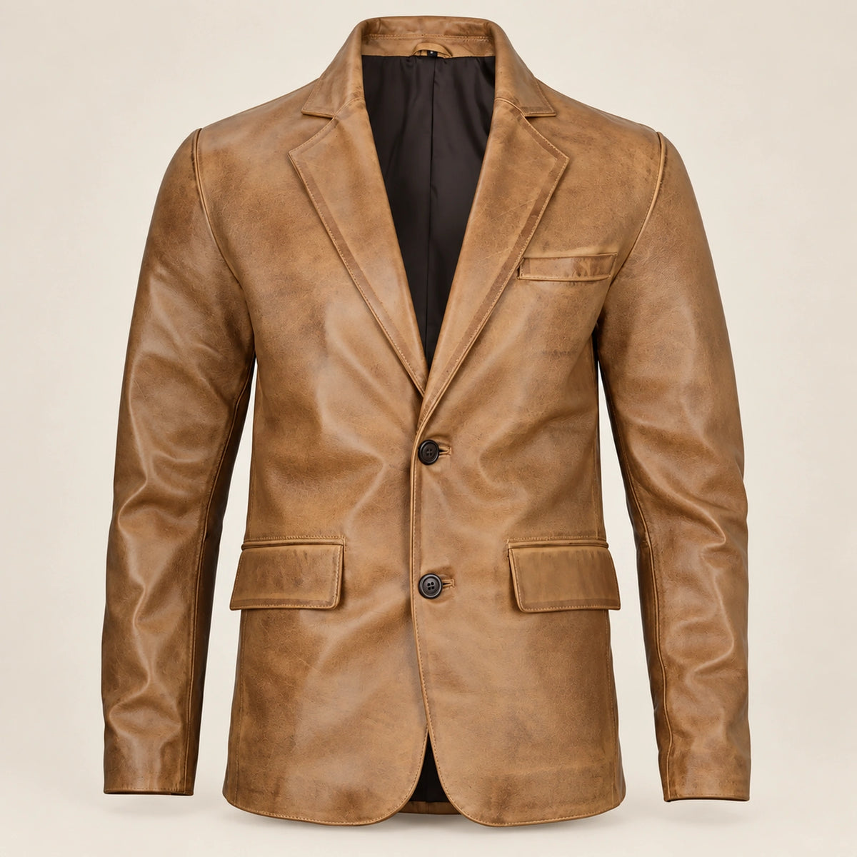 Camelridge Men's Camel Brown Sheepskin Leather Blazer