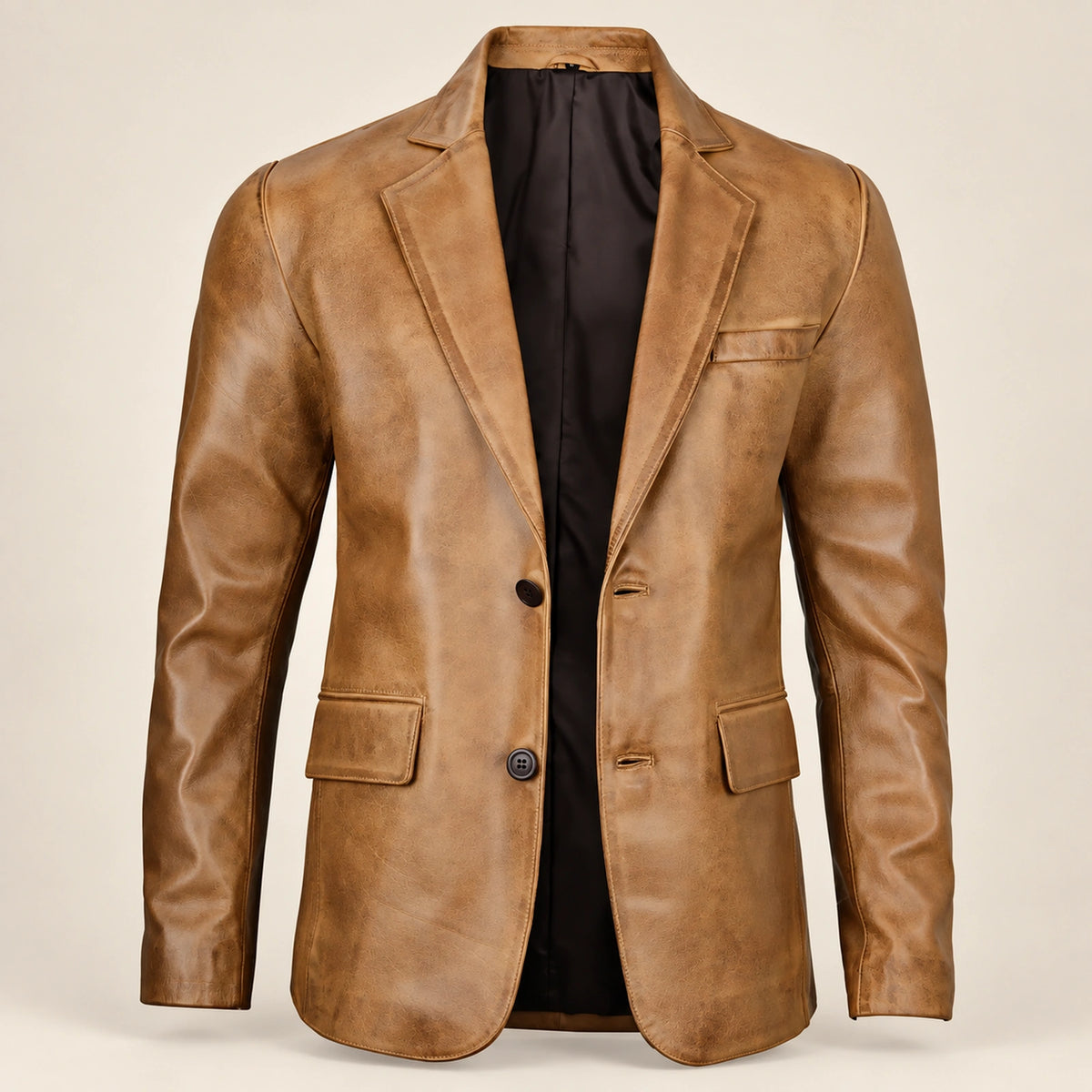 Camelridge Men's Camel Brown Sheepskin Leather Blazer