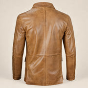 Camelridge Men's Camel Brown Sheepskin Leather Blazer