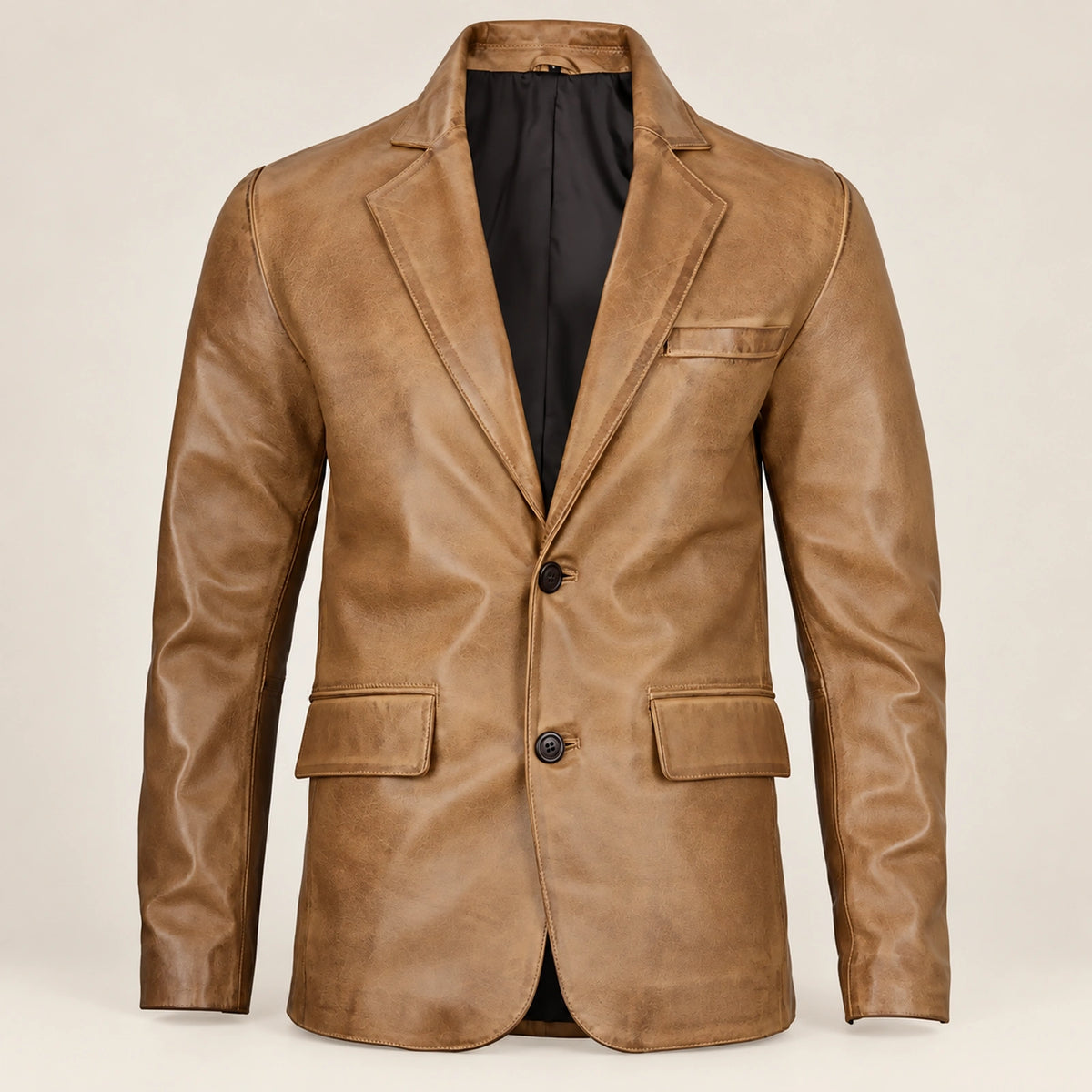 Camelridge Men's Camel Brown Sheepskin Leather Blazer
