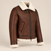 Three-quarter product view of the Chesterton Men's Chestnut B3 Shearling Aviator Jacket