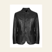 Dunleigh Men's Black Mid-Length Lambskin Safari Jacket product front