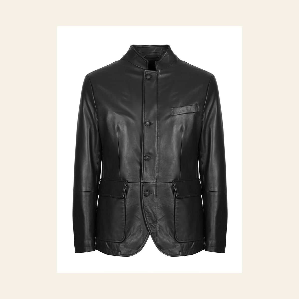 Dunleigh Men's Black Mid-Length Lambskin Safari Jacket product front