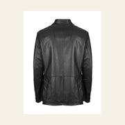 Dunleigh Men's Black Mid-Length Lambskin Safari Jacket product back