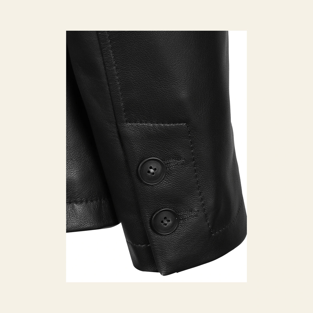 Dunleigh Men's Black Mid-Length Lambskin Safari Jacket leather and construction close-up