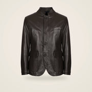 Dunleigh Men's Chocolate Mid-Length Lambskin Safari Jacket product front