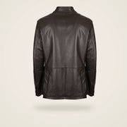 Dunleigh Men's Chocolate Mid-Length Lambskin Safari Jacket product back