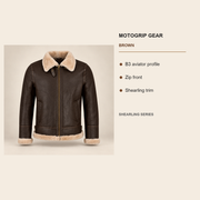 Key design features of the Dunmire Men's Brown B3 Shearling Aviator Jacket