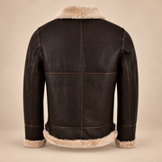 Back product view of the Dunmire Men's Brown B3 Shearling Aviator Jacket