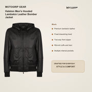 Halston Men's Hooded Lambskin Leather Bomber Jacket key features
