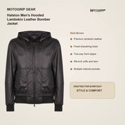 Halston Men's Hooded Lambskin Leather Bomber Jacket key features