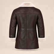 Back product view of the Hawthorne Men's Brown Double-Breasted Sheepskin Coat