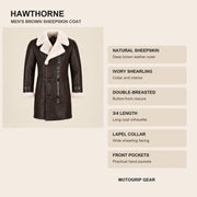 Key design features of the Hawthorne Men's Brown Double-Breasted Sheepskin Coat