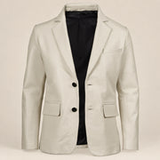 MOTOGRIP Ivorymere men's Off White Sheepskin Leather Blazer, open-front view showing the lining.