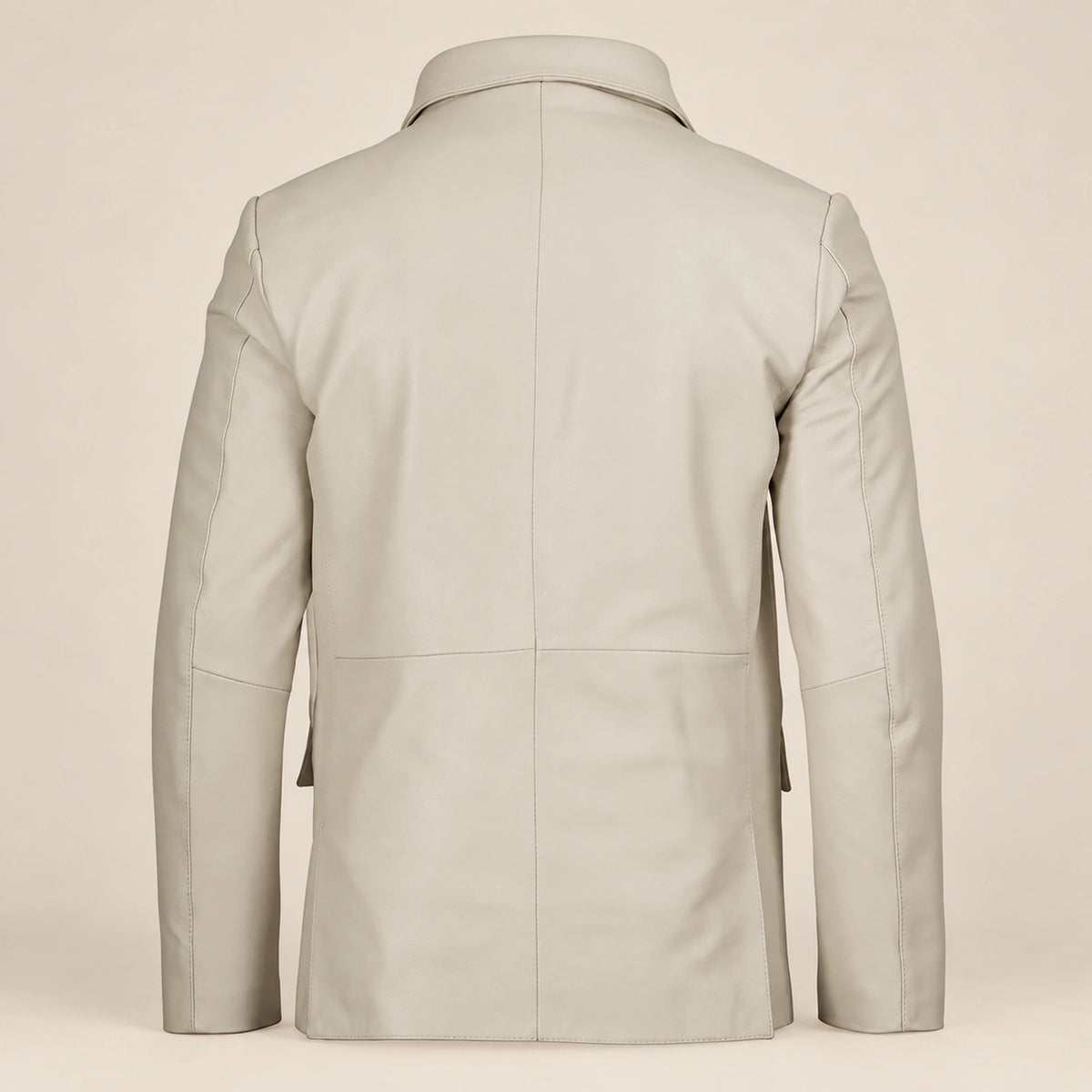 MOTOGRIP Ivorymere men's Off White Sheepskin Leather Blazer, back view.