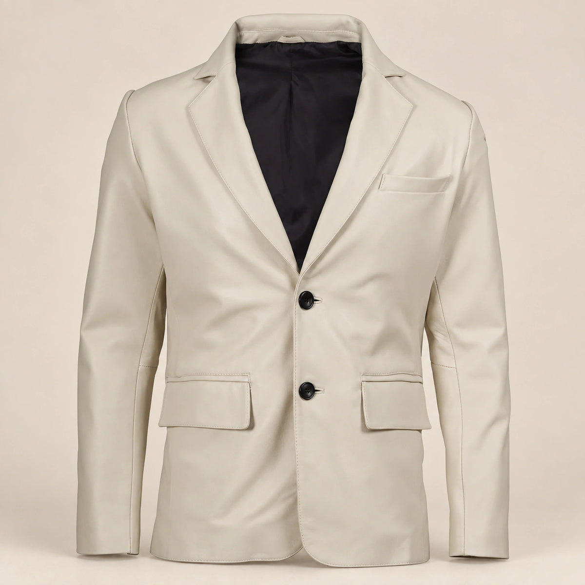 MOTOGRIP Ivorymere men's Off White Sheepskin Leather Blazer, front view.
