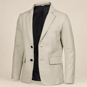 MOTOGRIP Ivorymere men's Off White Sheepskin Leather Blazer, three-quarter view.