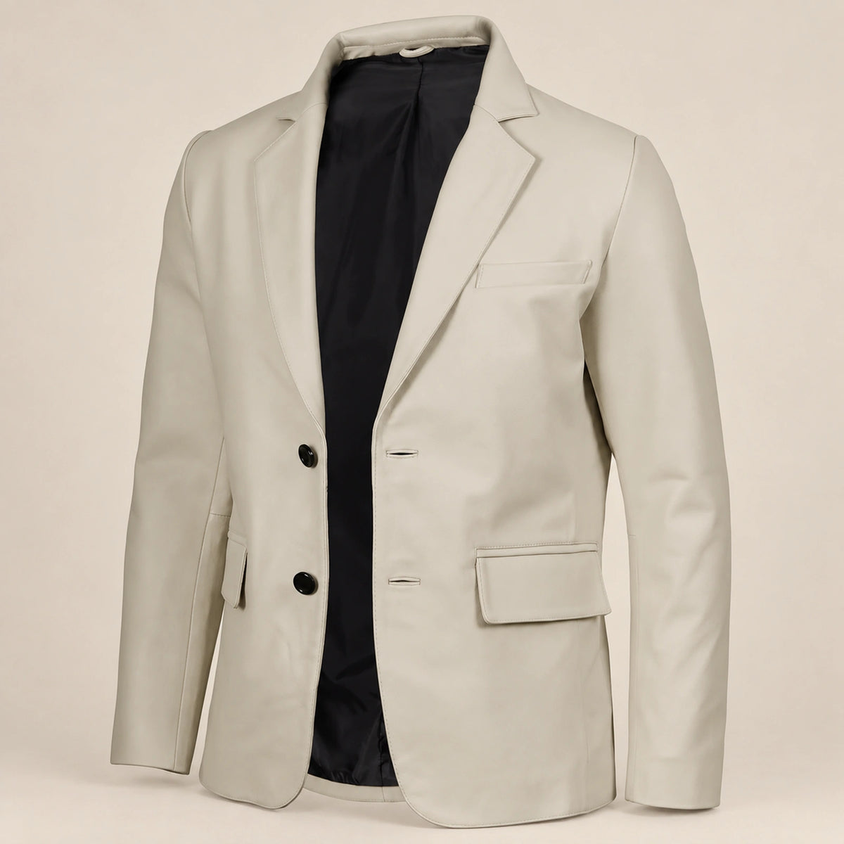 MOTOGRIP Ivorymere men's Off White Sheepskin Leather Blazer, three-quarter view.