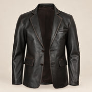 Nightburn Men's Rub-Off Black Sheepskin Leather Blazer