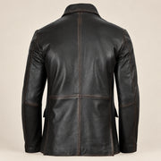 Nightburn Men's Rub-Off Black Sheepskin Leather Blazer