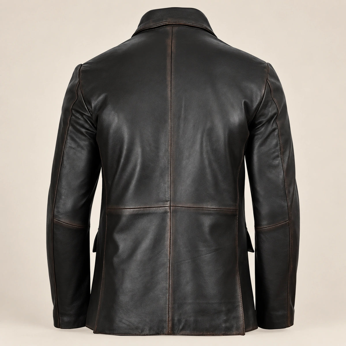 Nightburn Men's Rub-Off Black Sheepskin Leather Blazer