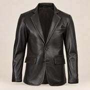 Nightburn Men's Rub-Off Black Sheepskin Leather Blazer