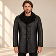 Front model view of the Norchester Men's Black Single-Breasted Sheepskin Coat