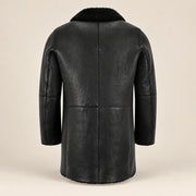 Back product view of the Norchester Men's Black Single-Breasted Sheepskin Coat
