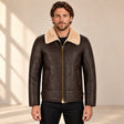 Front model view of the Pembroke Men's Espresso Brown & Ivory B3 Shearling Jacket