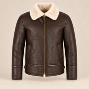 Front product view of the Pembroke Men's Espresso Brown & Ivory B3 Shearling Jacket