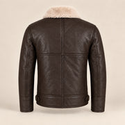 Back product view of the Pembroke Men's Espresso Brown & Ivory B3 Shearling Jacket