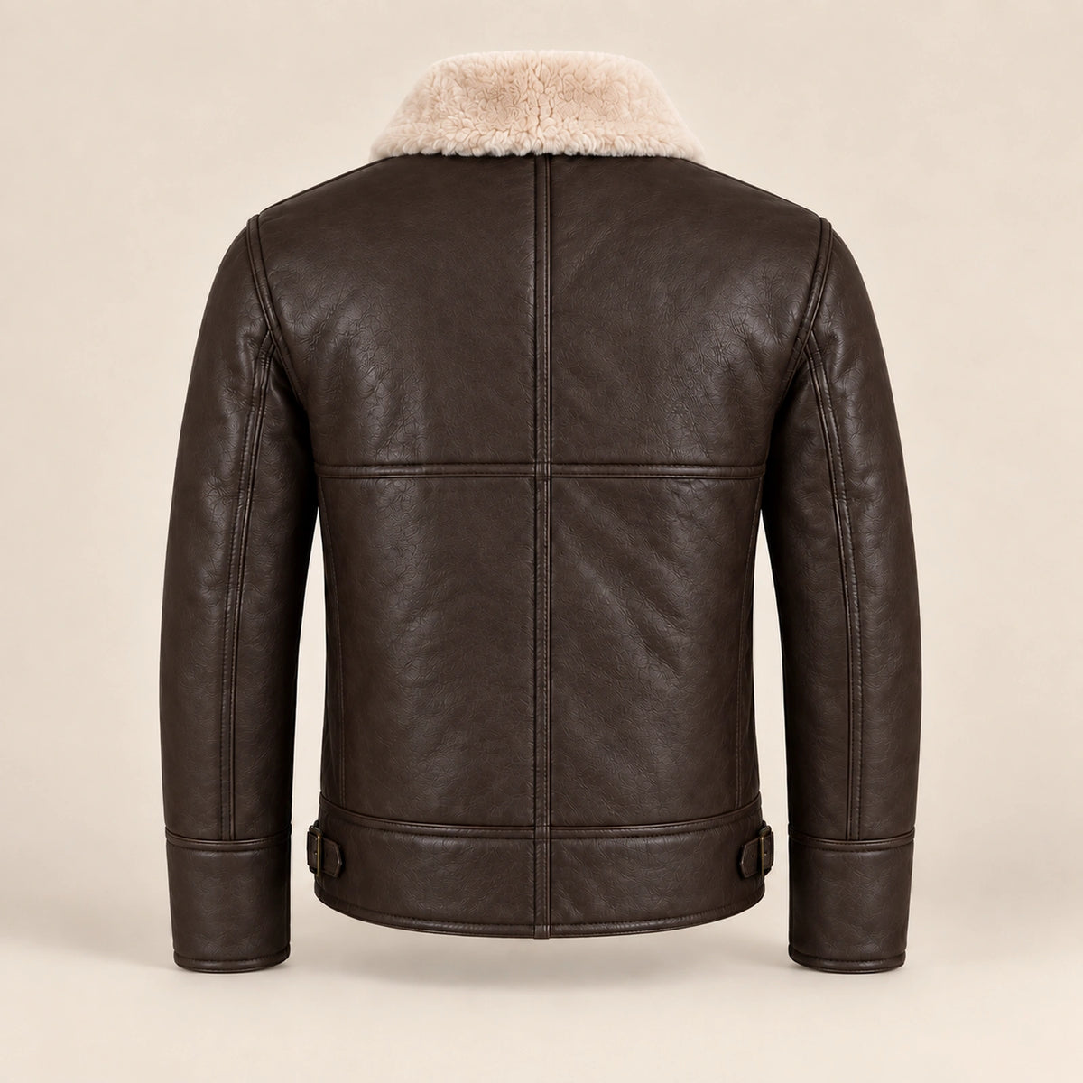 Back product view of the Pembroke Men's Espresso Brown & Ivory B3 Shearling Jacket