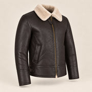 Three-quarter product view of the Pembroke Men's Espresso Brown & Ivory B3 Shearling Jacket