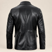 MOTOGRIP Ravenshire men's Black Tailored Sheepskin Leather Blazer, back view.