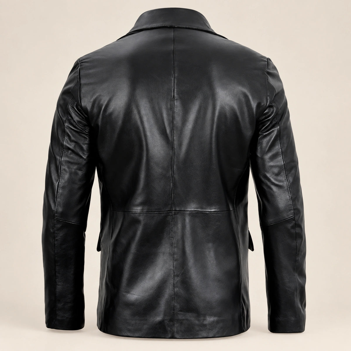 MOTOGRIP Ravenshire men's Black Tailored Sheepskin Leather Blazer, back view.