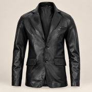 MOTOGRIP Ravenshire men's Black Tailored Sheepskin Leather Blazer, front view.