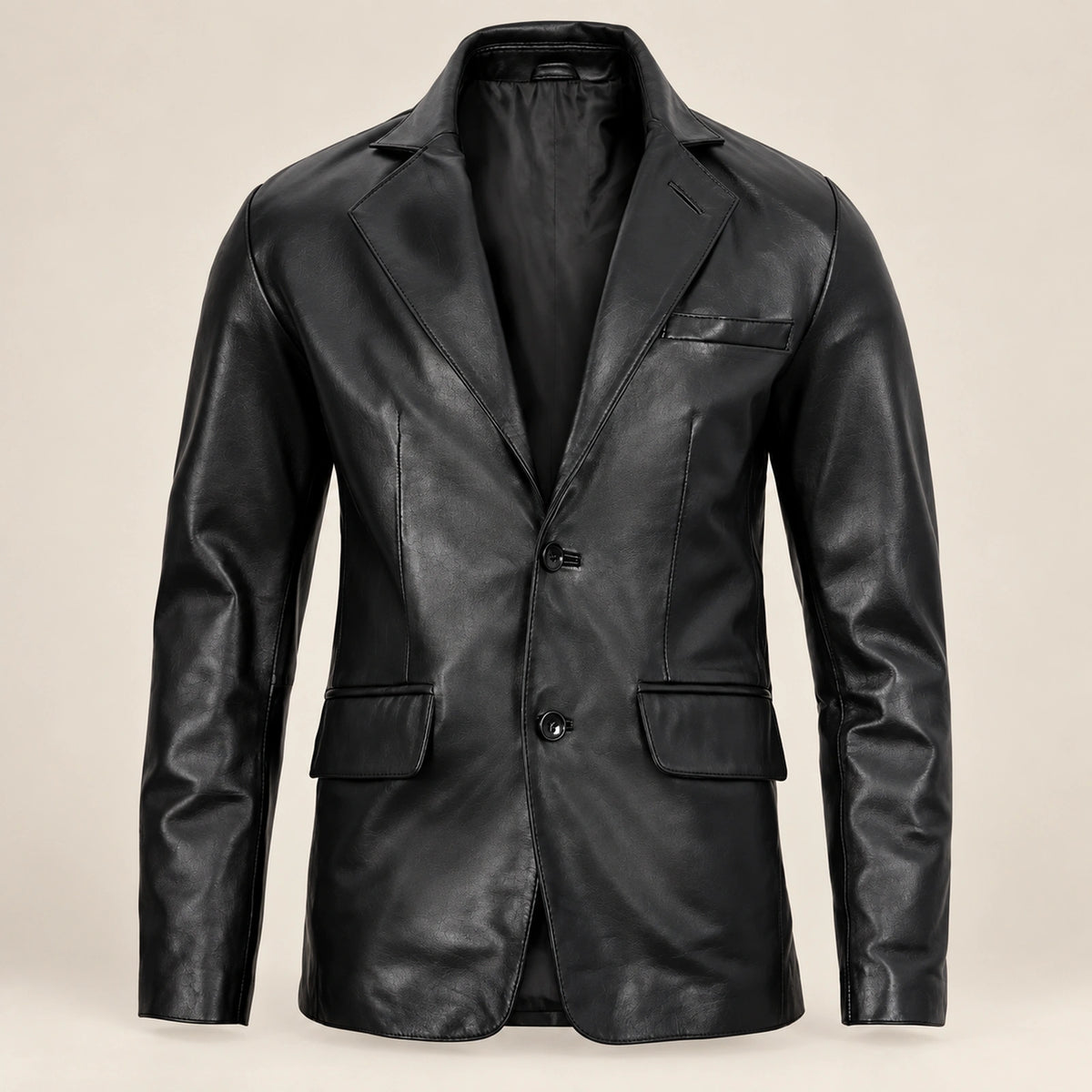 MOTOGRIP Ravenshire men's Black Tailored Sheepskin Leather Blazer, front view.