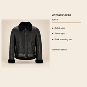 Key design features of the Redbourne Men's Black Belted B3 Shearling Bomber Jacket