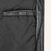 Black men's vintage lambskin biker jacket, inner.