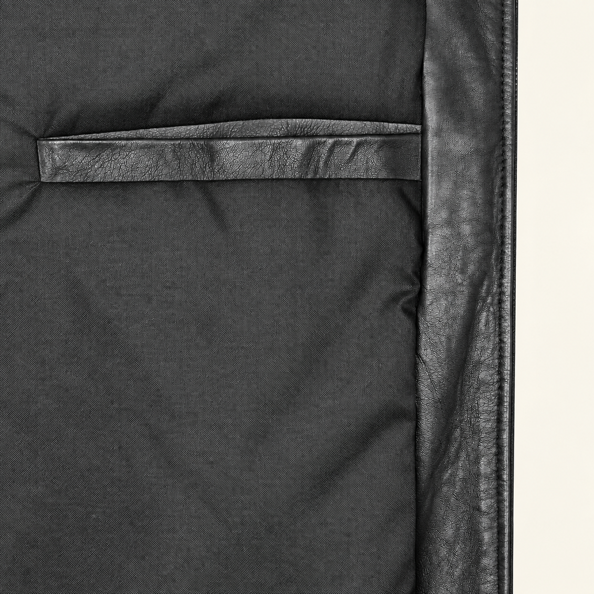 Black men's vintage lambskin biker jacket, inner.