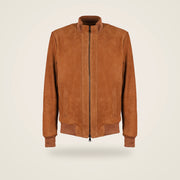 Siena Men's Cuoio Suede Leather Bomber Jacket in cuoio product front